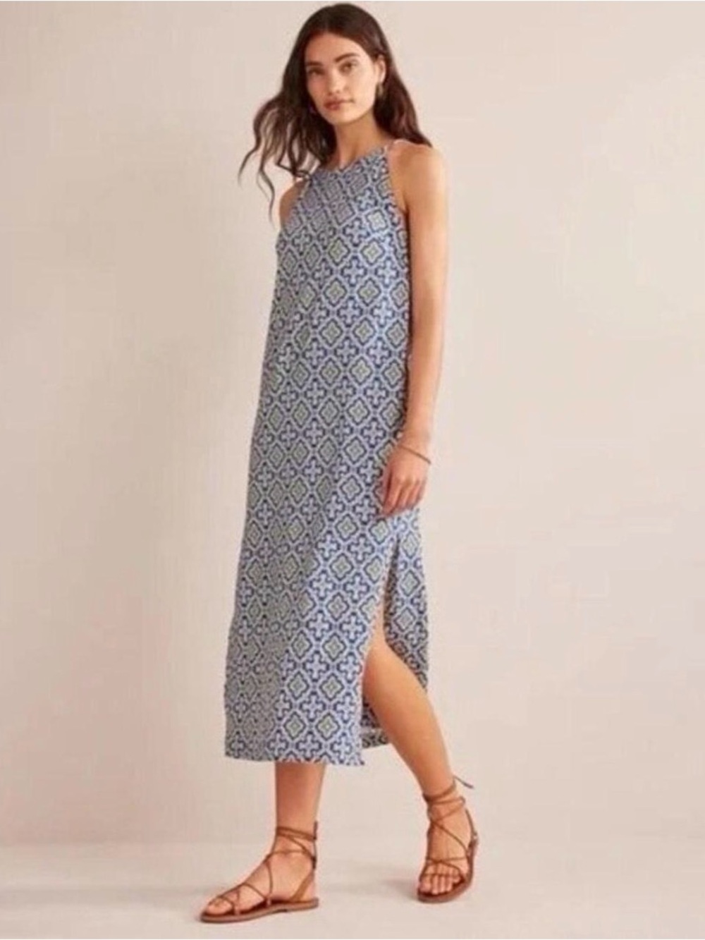 Boden Racer Neck Jersey Midi Dress 100% Cotton - Size 4